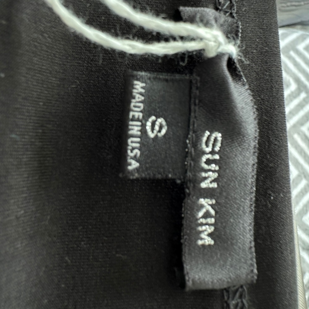Sun Kim Women's S Tunic Dress‎ Black Zip Front Bubble Hem SK105 Made in USA - Picture 3 of 8